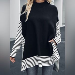 Mock Neck Poncho Sweater